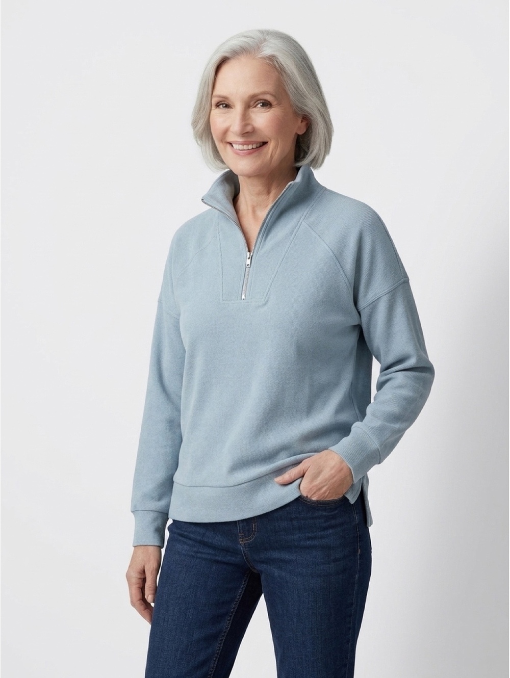NWT Lo verde blue quarter zip sweatshirt Size XL